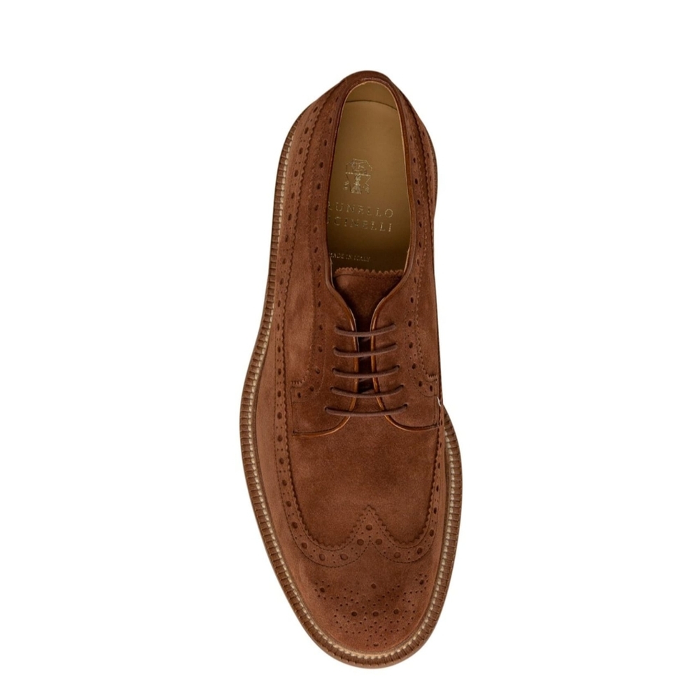 Brunello Cucinelli brogue derby suede shoes, size 42 it, 9 us